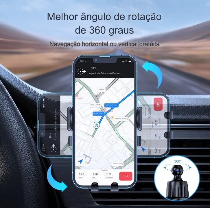 Suporte de Celular para Carro com Trava Automática e Clipe de Gancho para Saída de Ar do Carro - BDZ