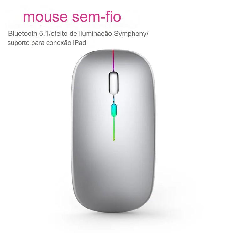 Mouse Sem Fio RGB Recarregável e Bluetooth - BDZ