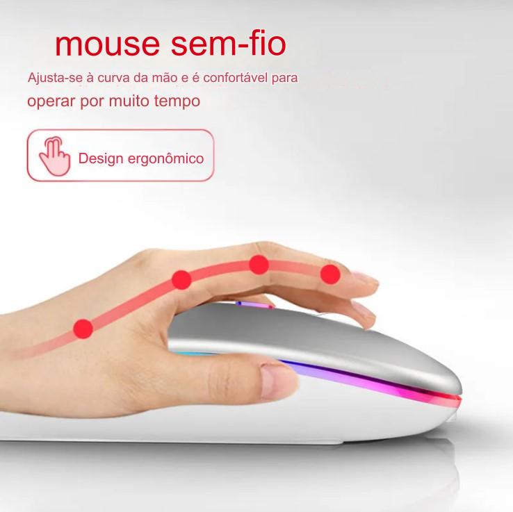 Mouse Sem Fio RGB Recarregável e Bluetooth - BDZ