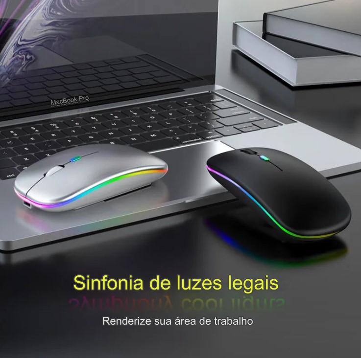 Mouse Sem Fio RGB Recarregável e Bluetooth - BDZ