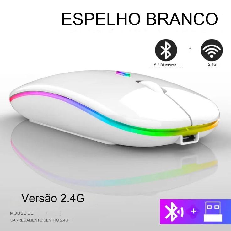 Mouse Sem Fio RGB Recarregável e Bluetooth - BDZ