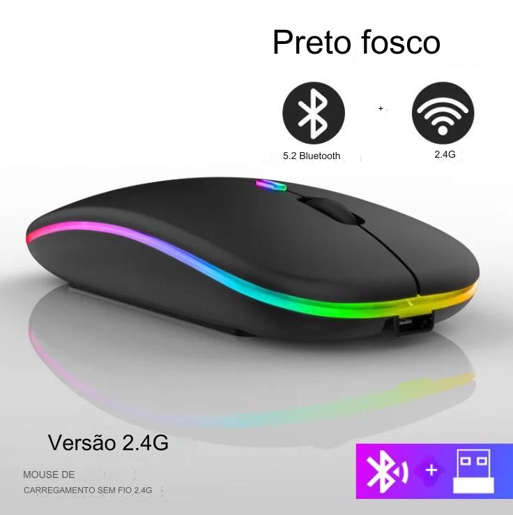 Mouse Sem Fio RGB Recarregável e Bluetooth - BDZ