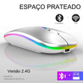 Mouse Sem Fio RGB Recarregável e Bluetooth - BDZ