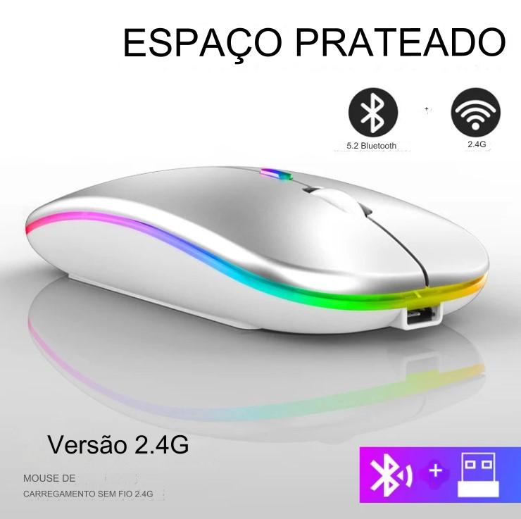 Mouse Sem Fio RGB Recarregável e Bluetooth - BDZ