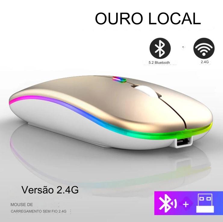 Mouse Sem Fio RGB Recarregável e Bluetooth - BDZ