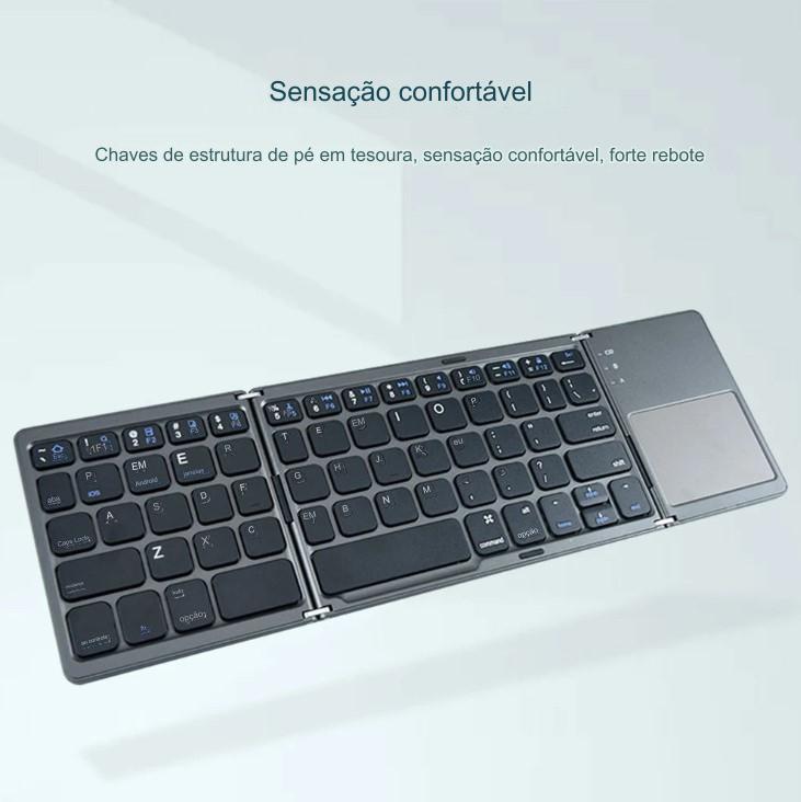 Teclado Dobrável com Touchpad: Compacto, Leve, à Prova de Poeira e Compatível com Bluetooth - BDZ