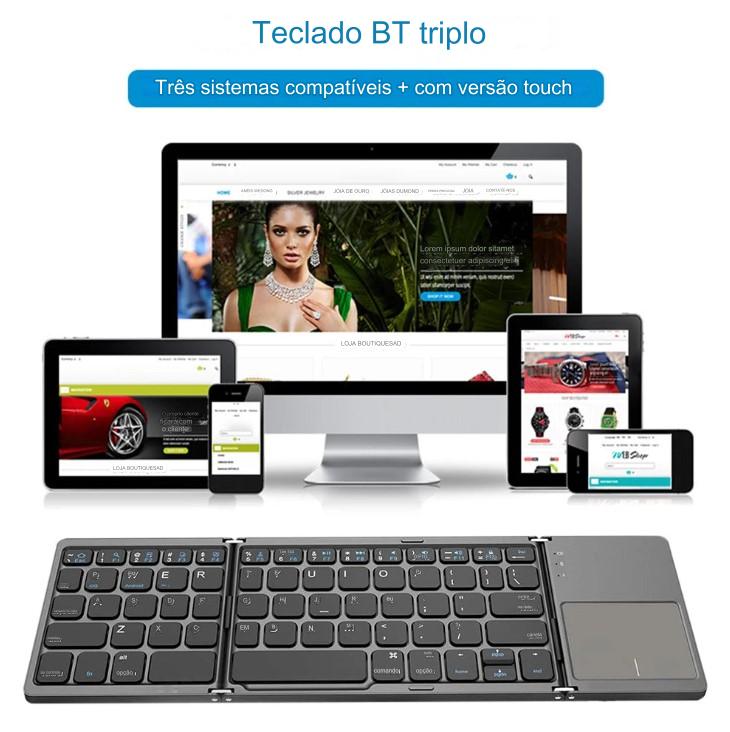 Teclado Dobrável com Touchpad: Compacto, Leve, à Prova de Poeira e Compatível com Bluetooth - BDZ