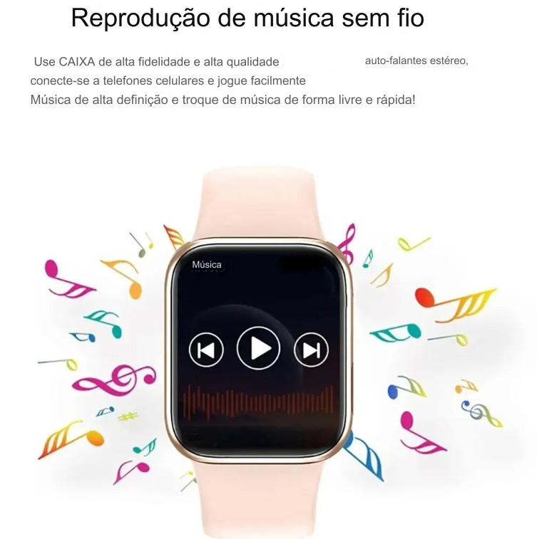 Smartwatch 2024 Novo: Atenda Chamadas, Ouça Música, Monitore Saúde e Atividades Físicas! Relógio Inteligente com Player de Música, Pulseira Esportiva, Rastreador de Fitness e Mostradores Personalizados - Ideal para Mulheres e Homens Modernos - BDZ