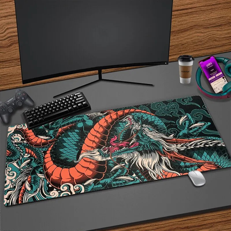 Mouse Pad Gamer Speed Extra Grande Desk Pad Profissional com Borda Costurada Dragão - BDZ