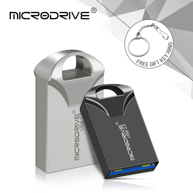 Mini Pen Drive USB 3.0 de Alta Velocidade - 128GB, 64GB, 32GB - Memória Flash USB3.0 Pequena com Corrente de Chave - BDZ