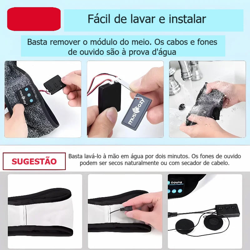 Faixa de Cabeça com Fones de Ouvido Bluetooth, para Dormir e Correr - BDZ