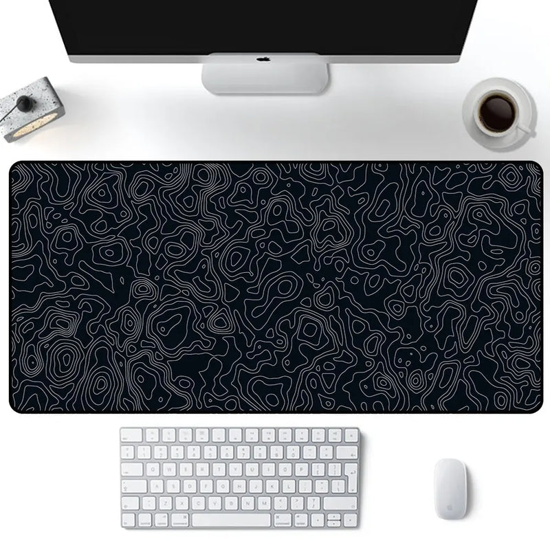 Mouse Pad 90x40cm, Borda Reforçada, Ideal para Teclado e Mouse, em Preto e Branco - Emrpesa BDZ