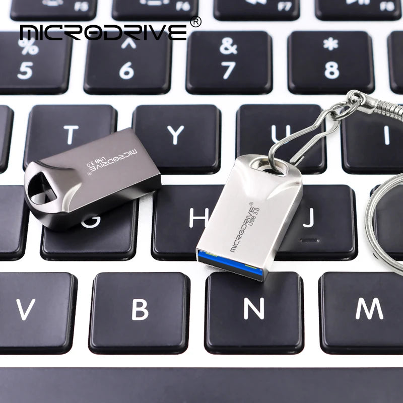 Mini Pen Drive USB 3.0 de Alta Velocidade - 128GB, 64GB, 32GB - Memória Flash USB3.0 Pequena com Corrente de Chave - BDZ