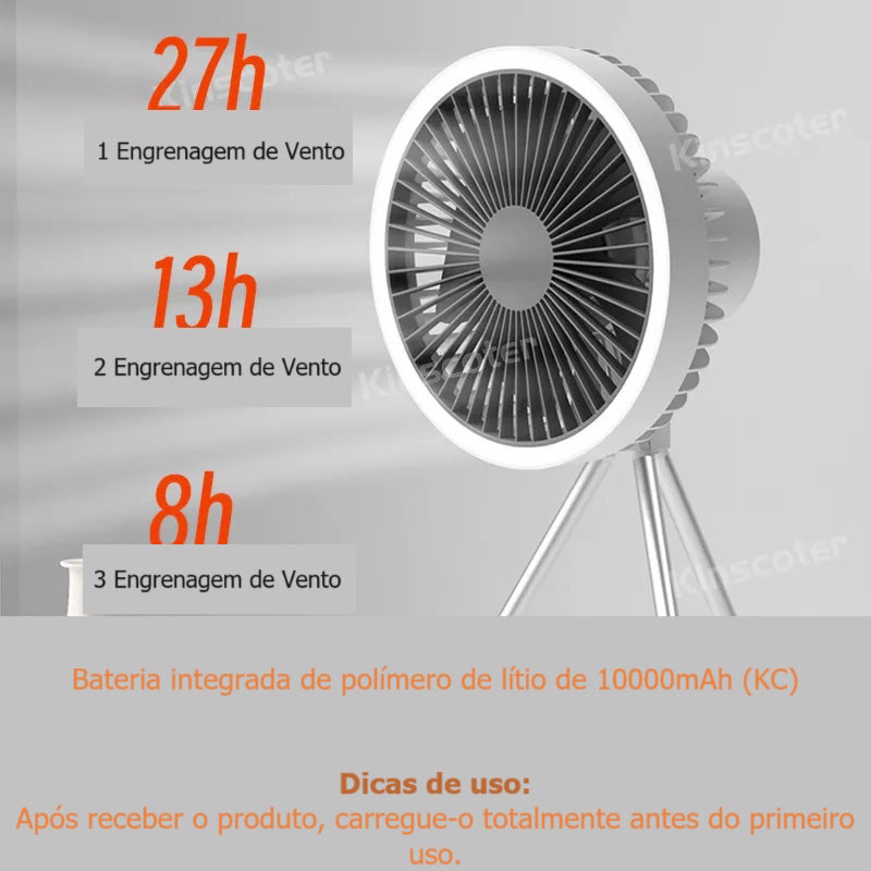 Ventilador Portátil comLUZ LED Recarregável - BDZ