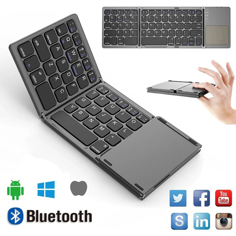 Mini Teclado Dobrável Bluetooth Touchpad Pc Notebook Tablet - BDZ