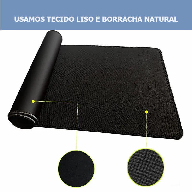 Mouse Pad 90x40cm, Borda Reforçada, Ideal para Teclado e Mouse, em Preto e Branco - Emrpesa BDZ